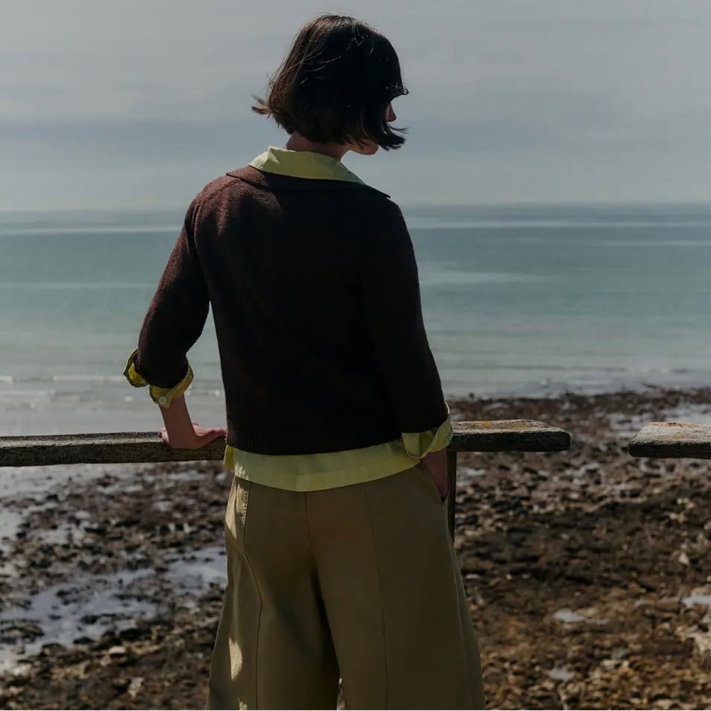 TOAST SZ UK 12 (US 8) tan cotton wide leg drawstring pants